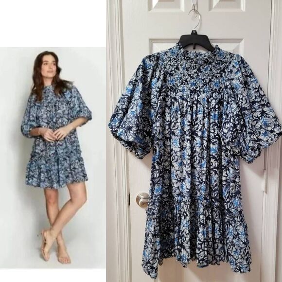 Anthropology/ Love The Label Andrea puff Sleeve Mini Dress M - Picture 1 of 12